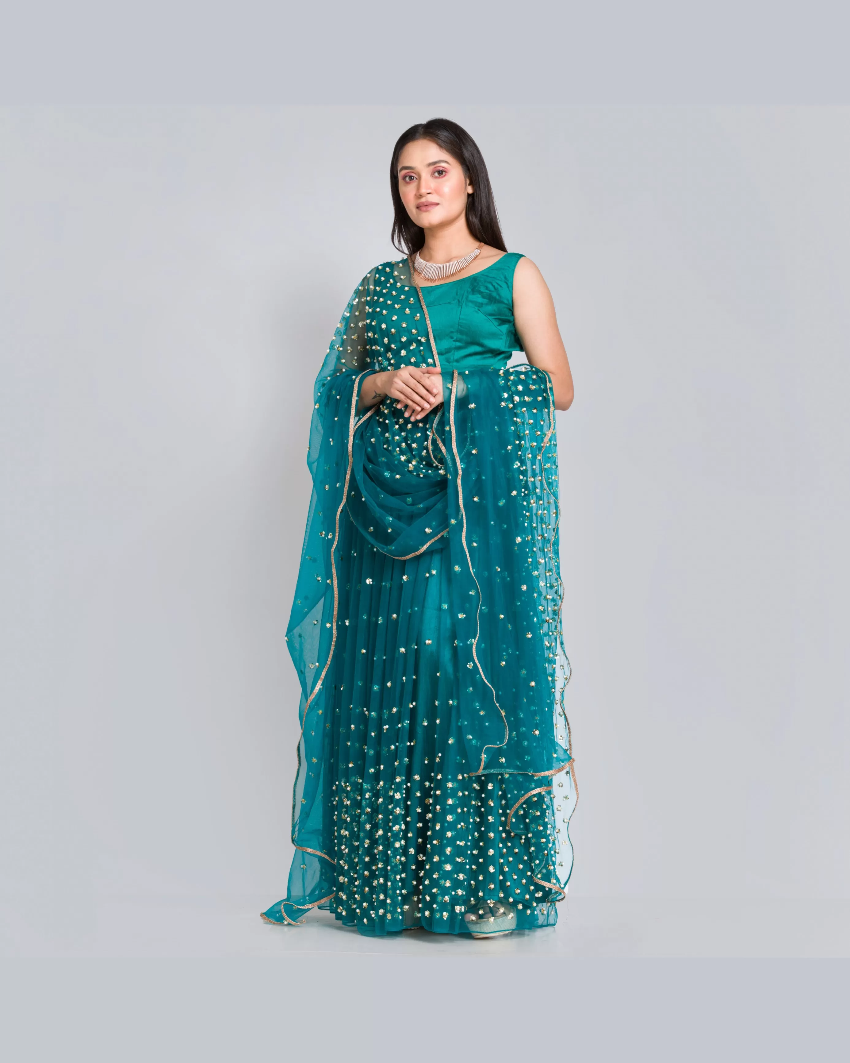 City of Stars Teal Blue Lehenga