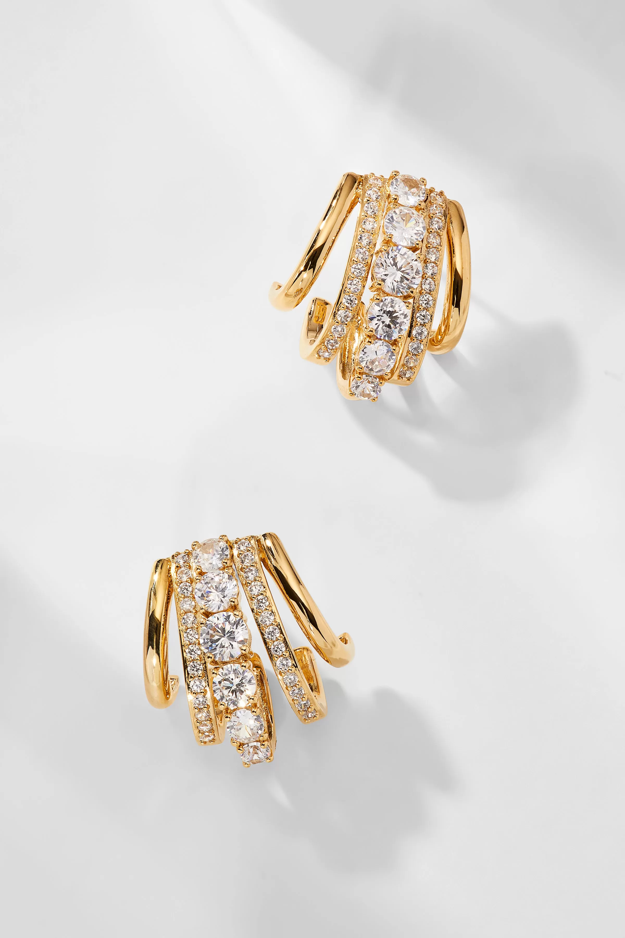 CLEO J HOOP CZ HUGGIE EARRINGS