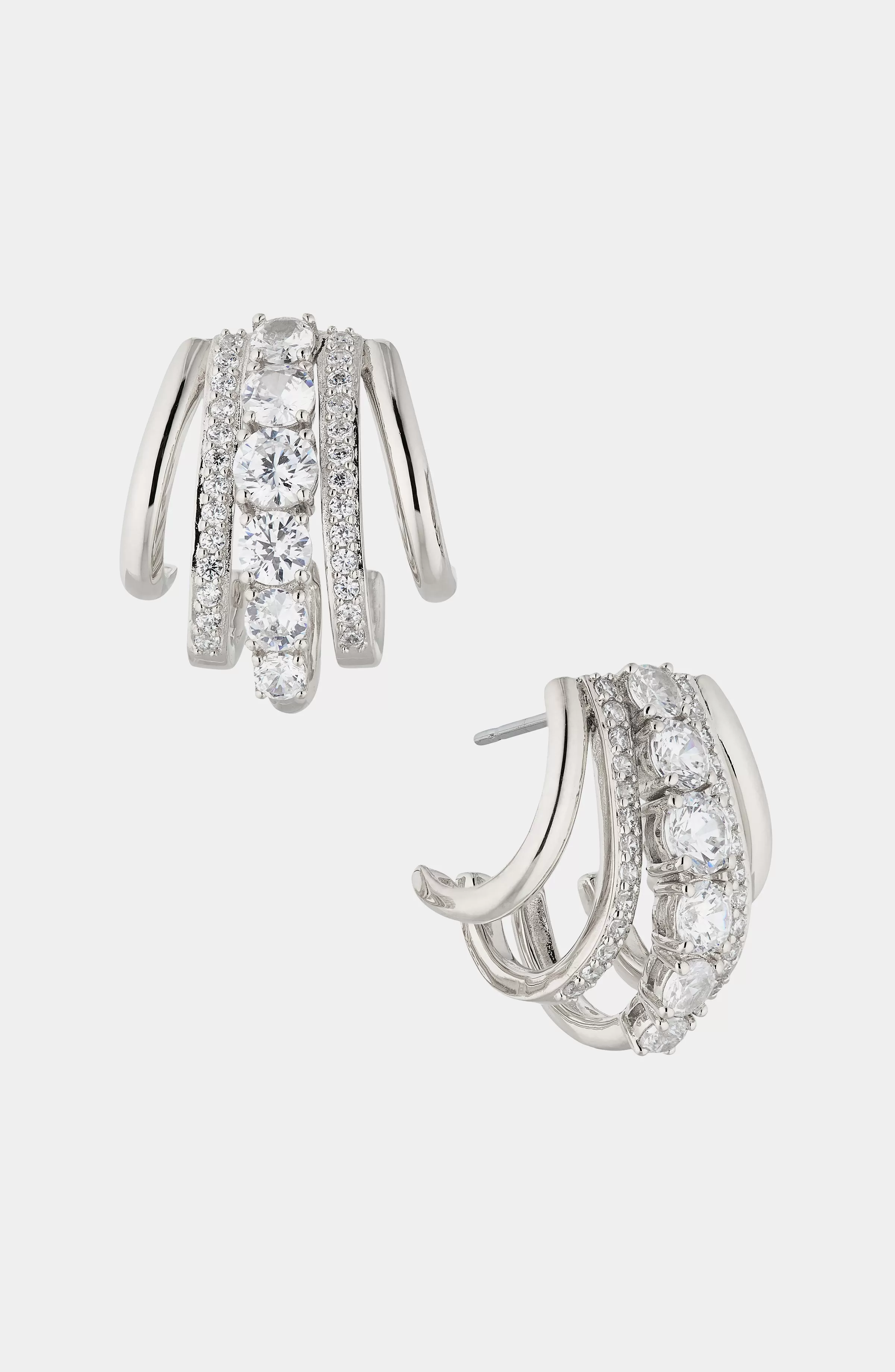 CLEO J HOOP CZ HUGGIE EARRINGS