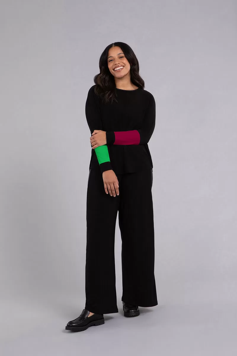 Colour Block Sleeve Nu Cinch Top | Black/Kelly/Magenta