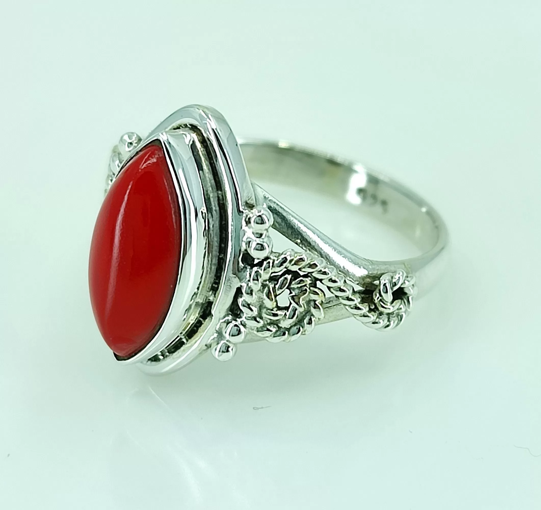 Coral 925 Solid Sterling Silver Handmade Ring Size 3 to 13 US