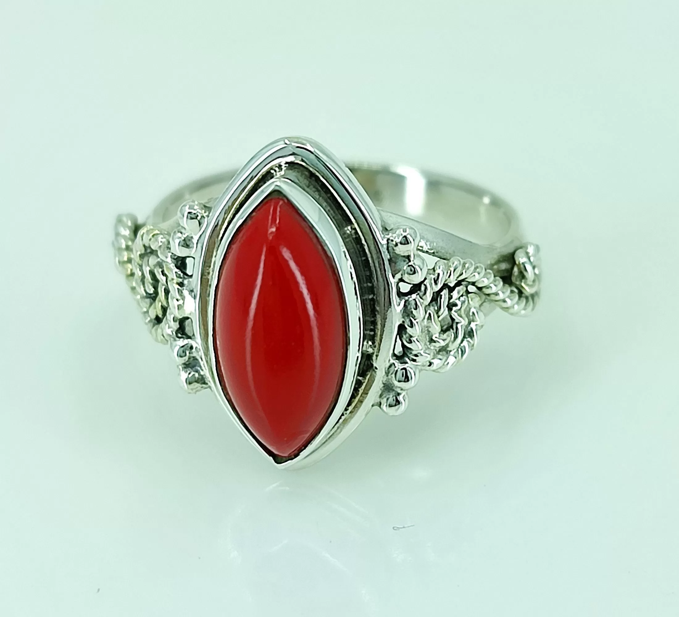 Coral 925 Solid Sterling Silver Handmade Ring Size 3 to 13 US