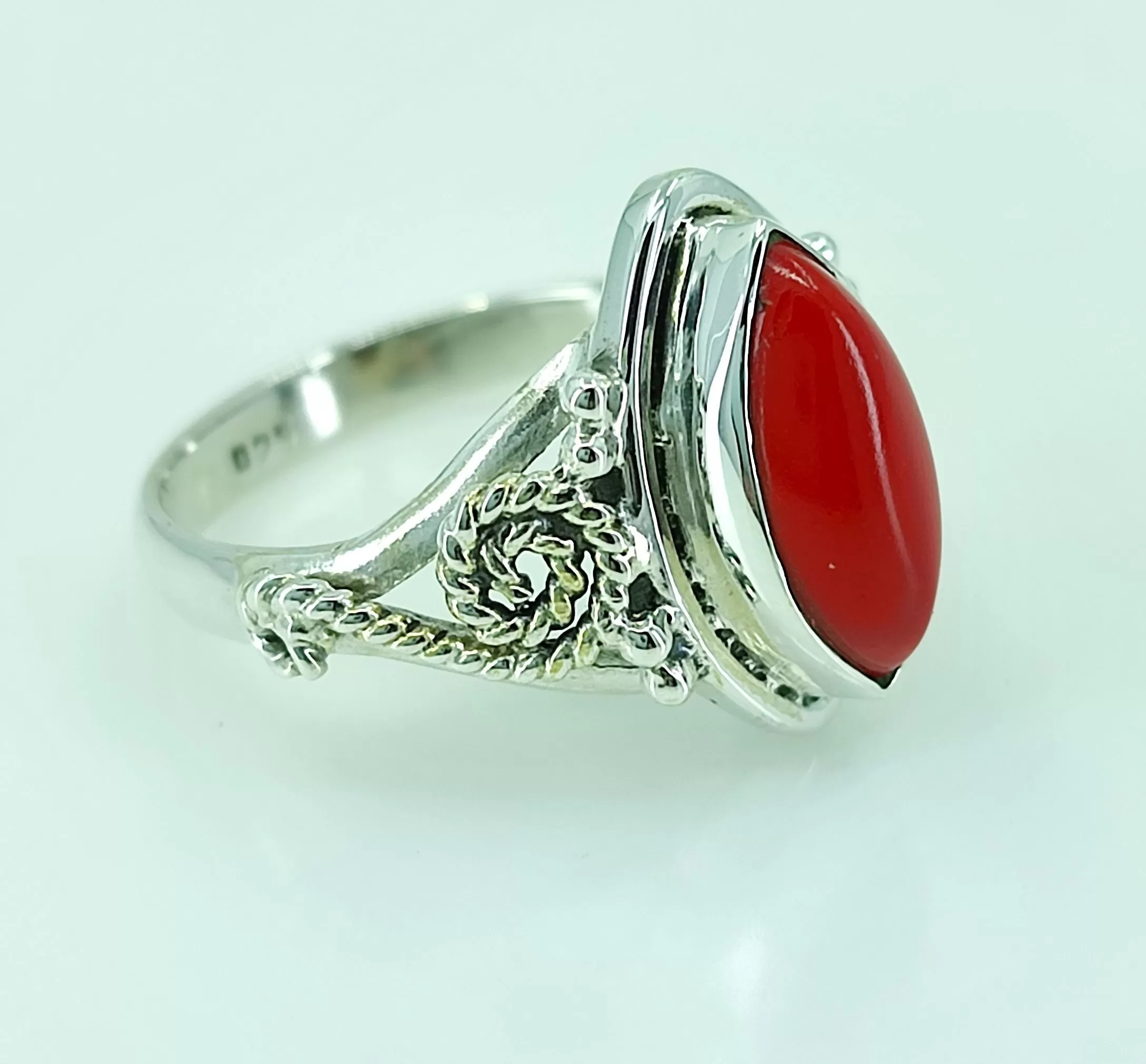 Coral 925 Solid Sterling Silver Handmade Ring Size 3 to 13 US