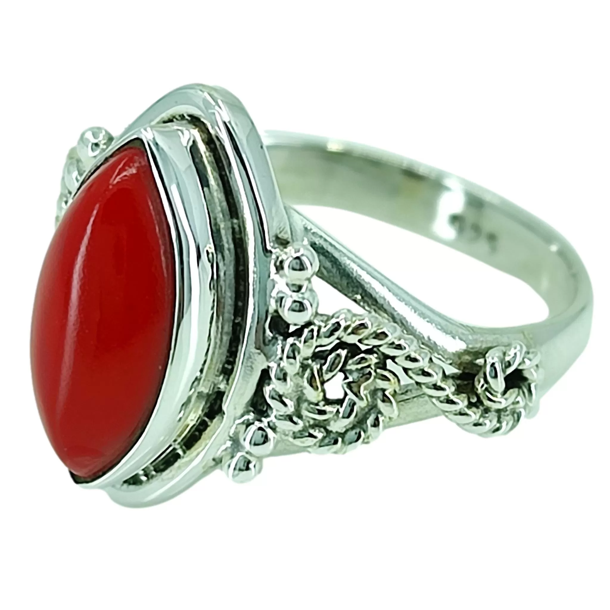 Coral 925 Solid Sterling Silver Handmade Ring Size 3 to 13 US