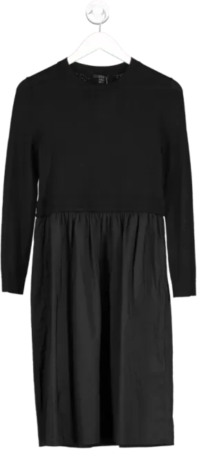 cos Black Wool Dress With Contrasting Skirt UK XS