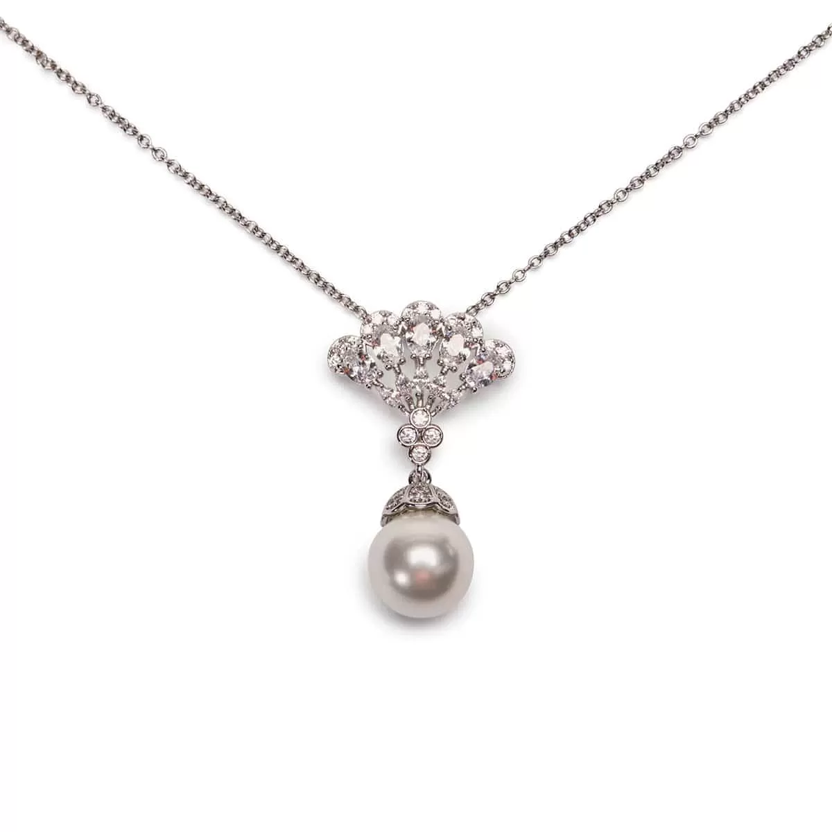 Cubic Zirconia vintage bridal necklace: Crystal pendant necklace