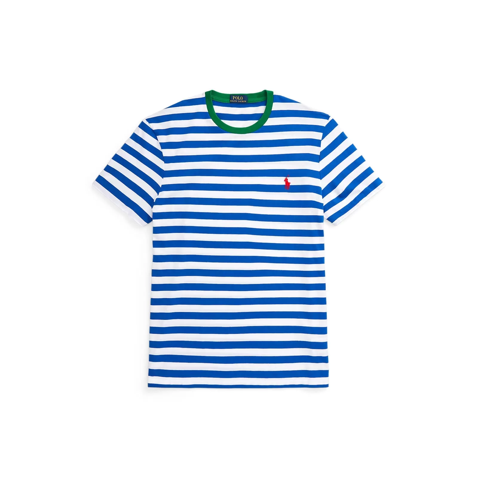 Custom Slim Fit Striped Jersey T-Shirt - Pacific Royal/White