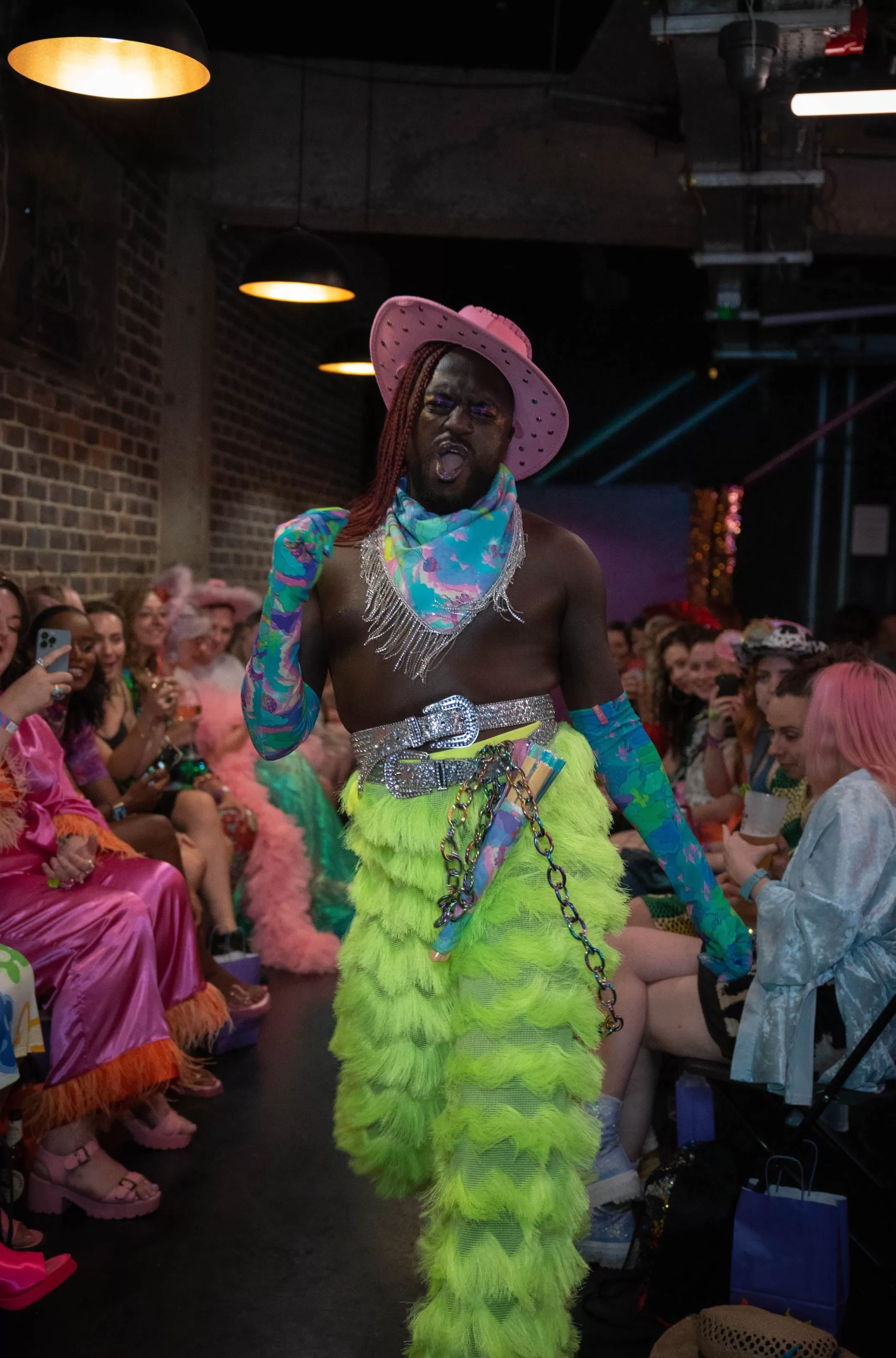 Dallas Fringed Trousers in Neon Yellow