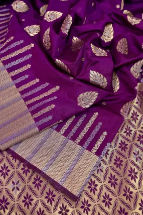 Deep Magenta Color Chanderi Banarasi Saree with Meenakari Work