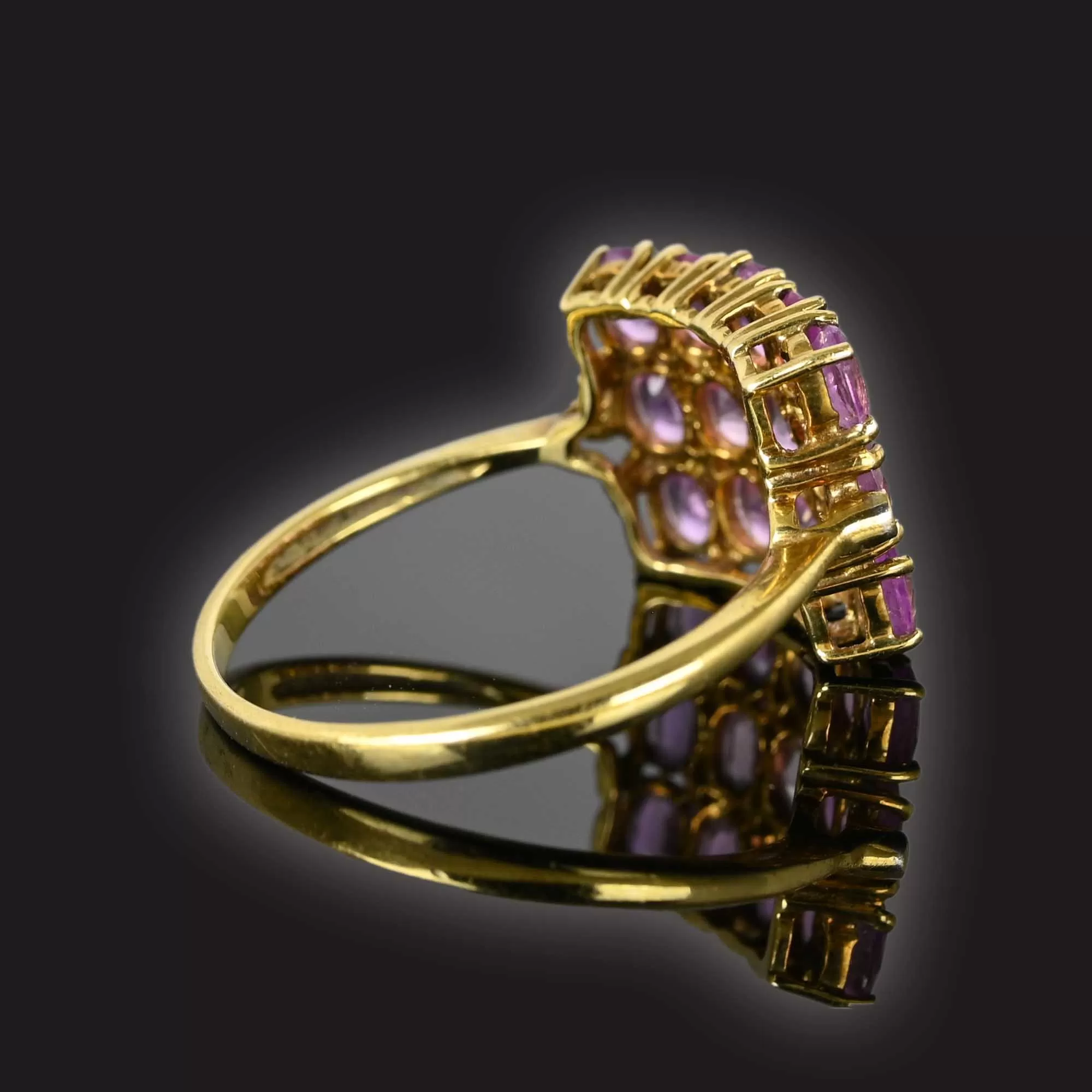 Diamond Pink Sapphire Ring, Checkerboard Style