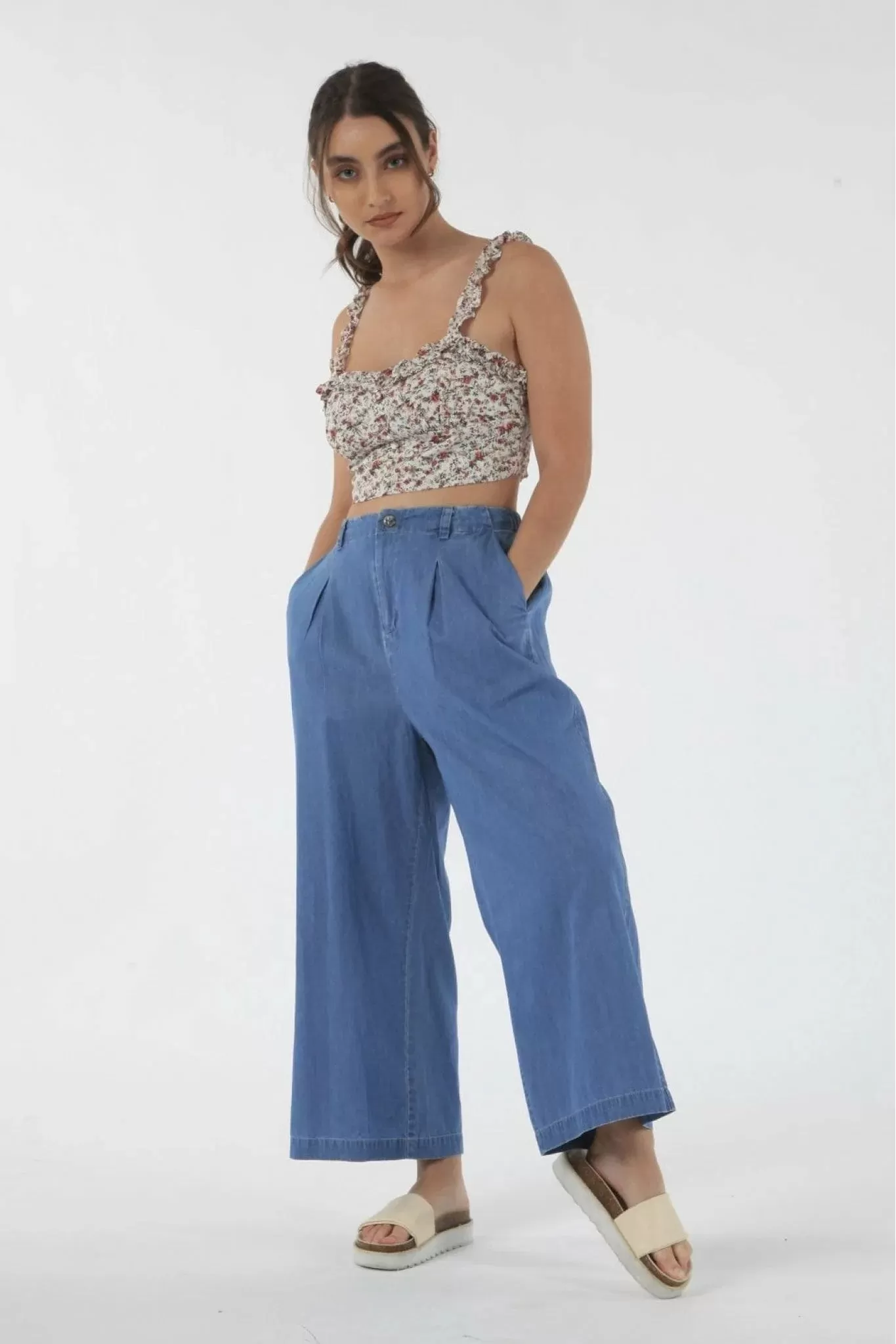 Double Second Blue Chambray Pants