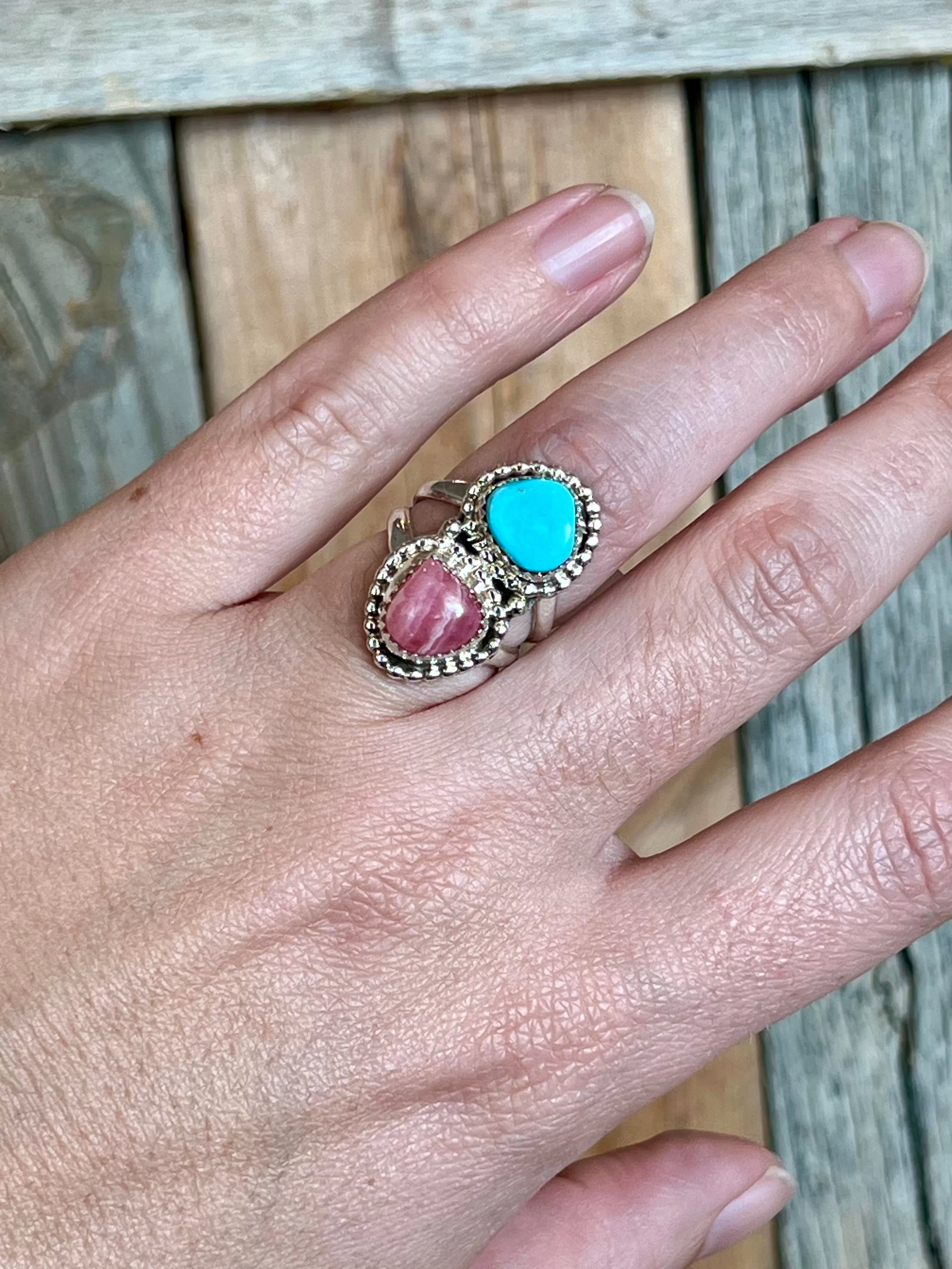 Double Trouble Turquoise Sterling Silver Ring