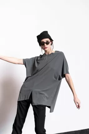 eigensinnig wien | Murdoch | Oversized Tee für Damen aus Baumwolle und Bambus in Grau