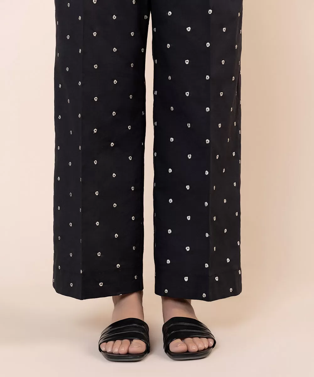 Embroidered Cambric Straight Pants