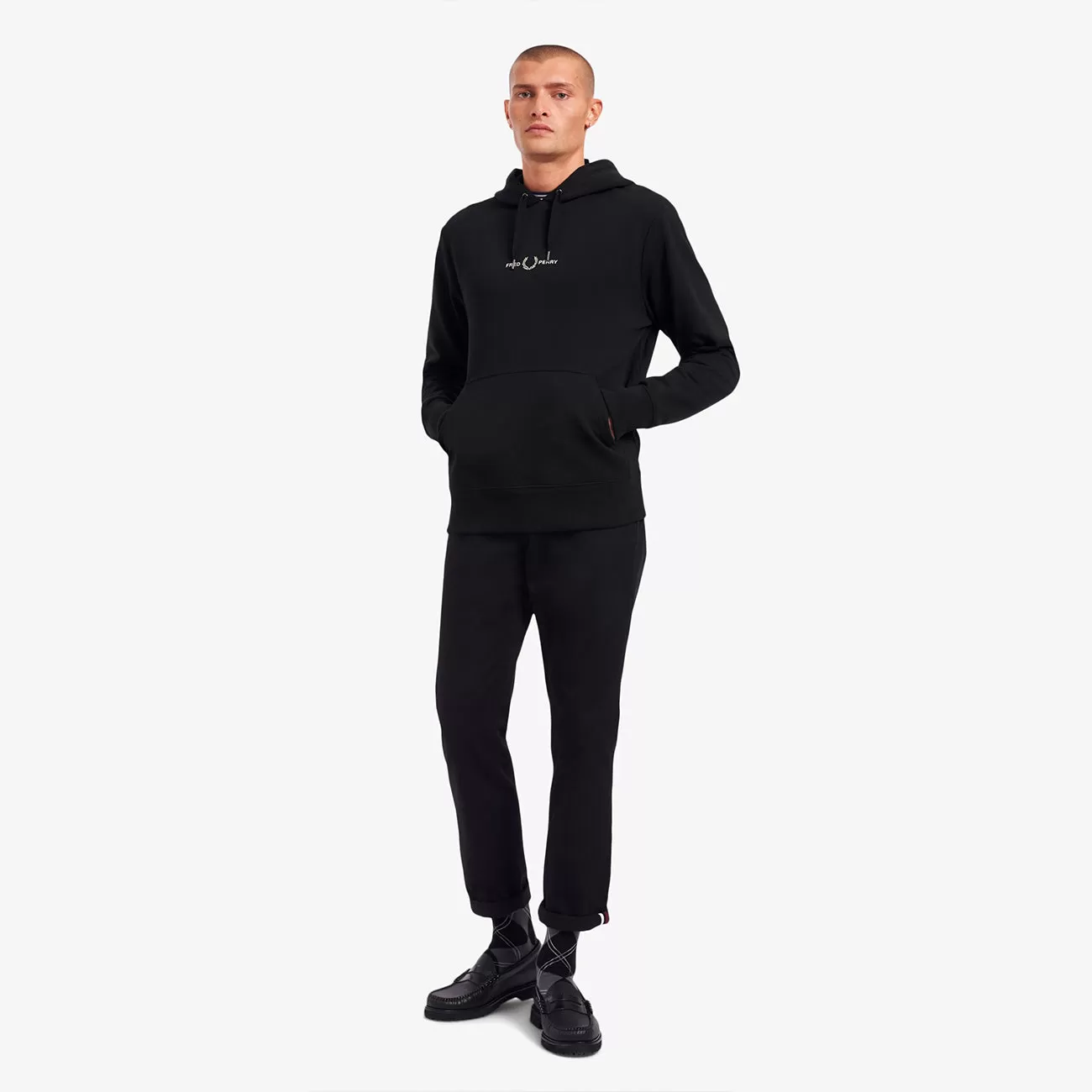 Embroidered Hooded Sweatshirt - Black