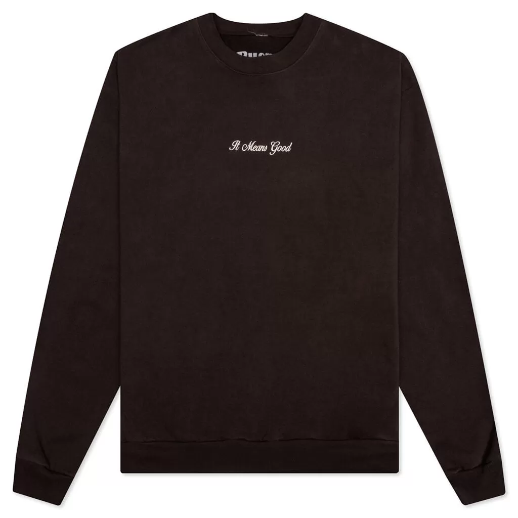 Embroidery Script Logo Crewneck Sweater - Chocolate/Creme