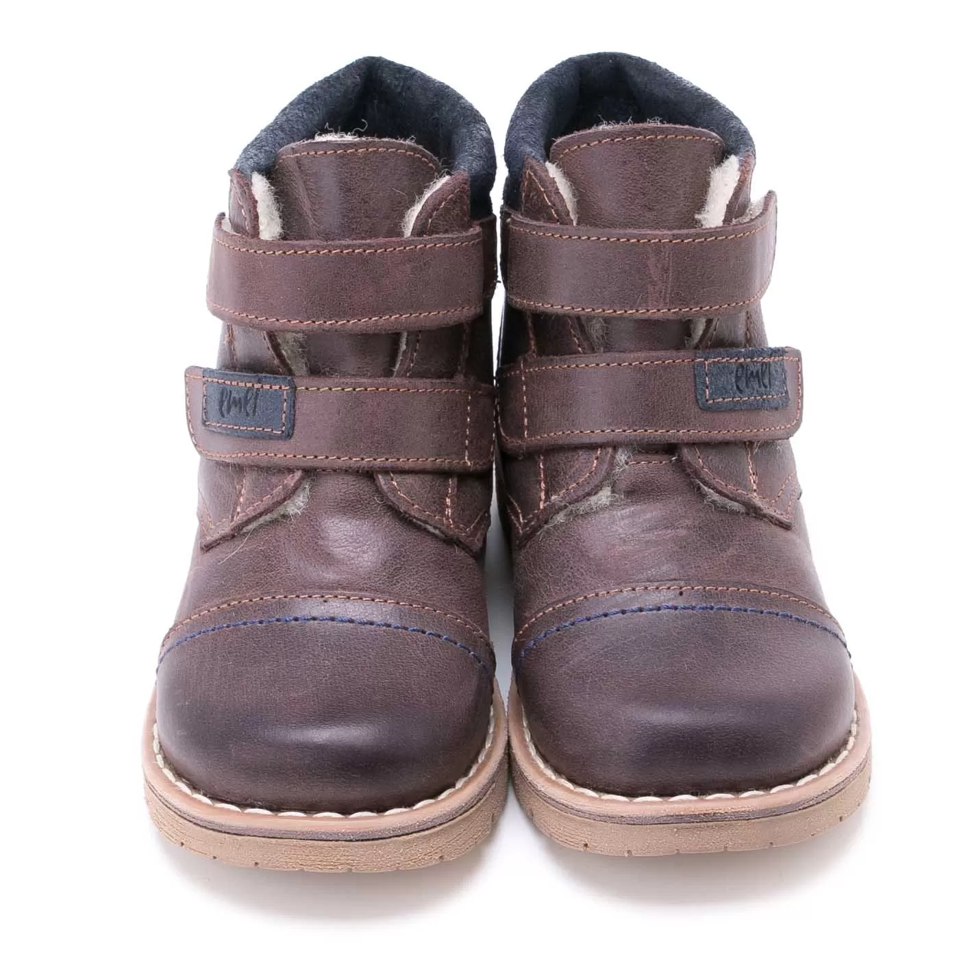 (EV2447-7/ EV2448-7) Emel velcro winter shoes - dark brown