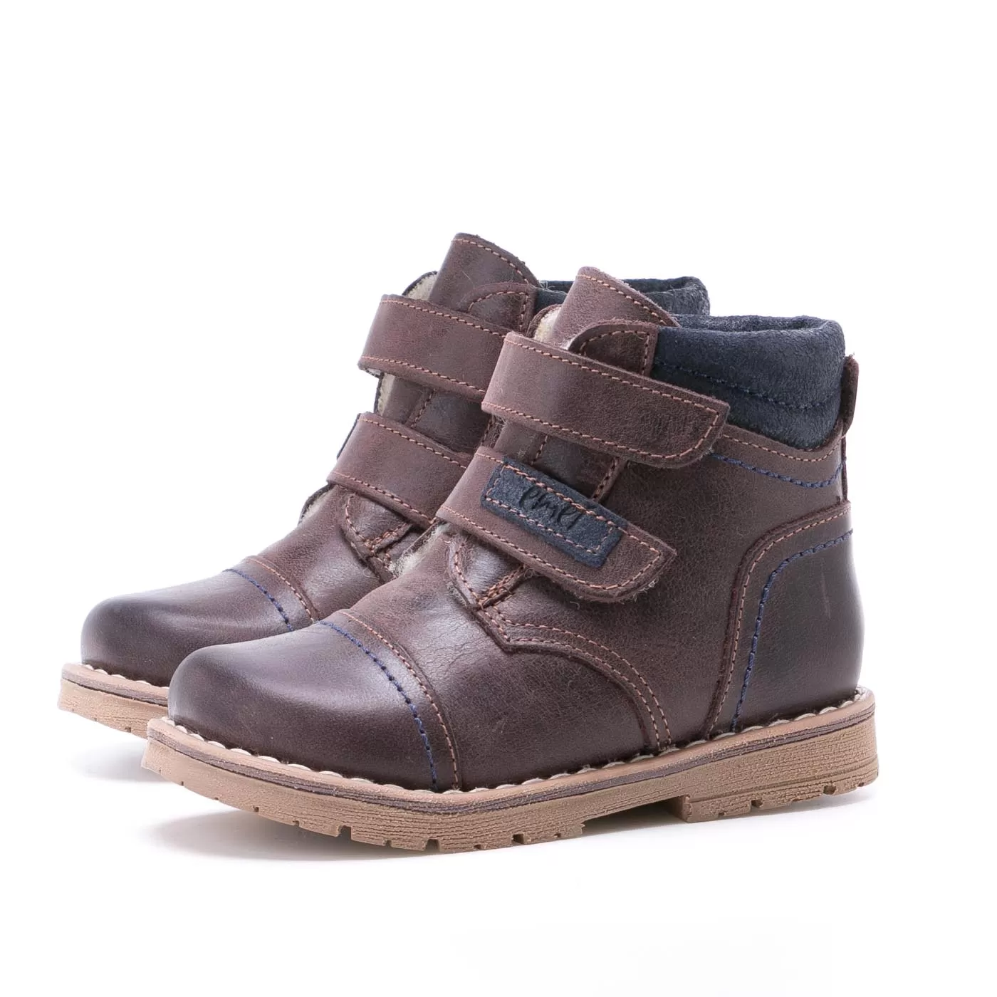 (EV2447-7/ EV2448-7) Emel velcro winter shoes - dark brown