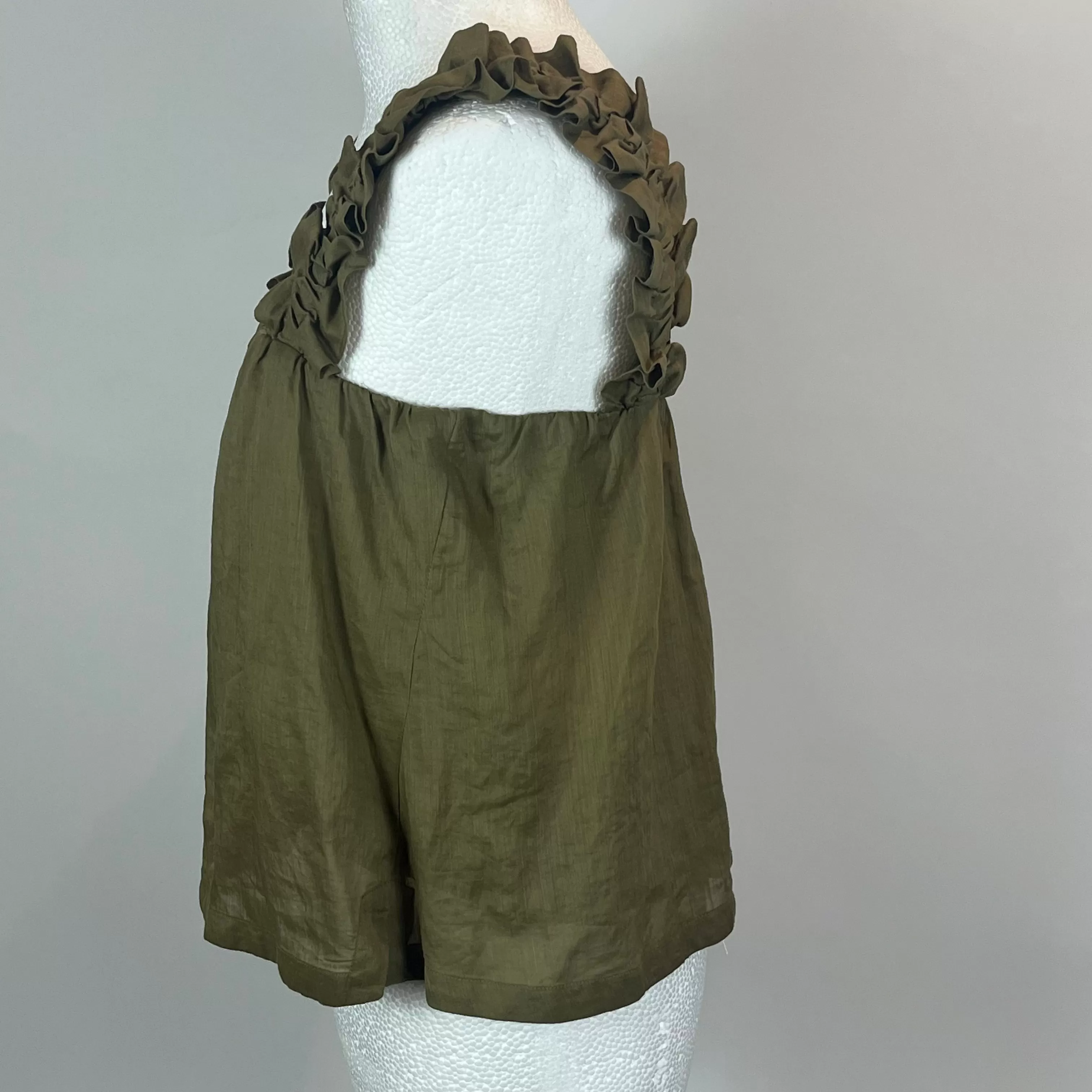 Frame Brand New Moss Linen Ruffle Strap Camisole Top L