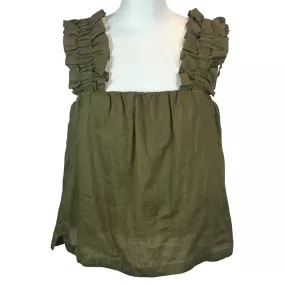 Frame Brand New Moss Linen Ruffle Strap Camisole Top L