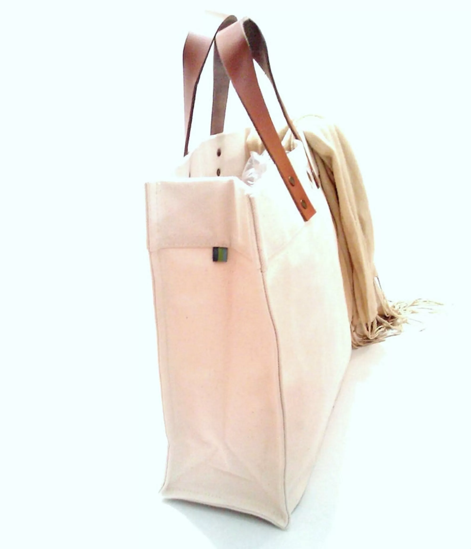 Fulham Canvas Tote Bag With Leather Straps