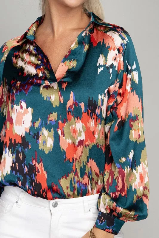 GIGI SATIN FLORAL BLOUSE [ONLINE EXCLUSIVE]