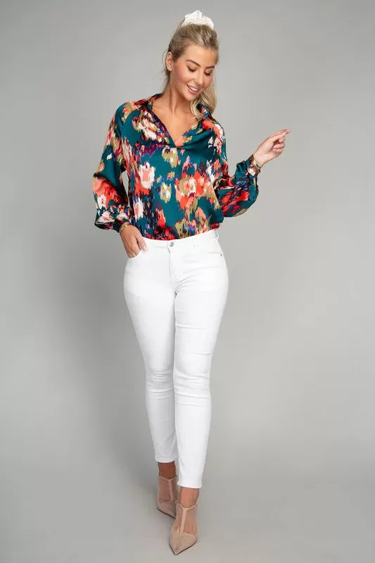 GIGI SATIN FLORAL BLOUSE [ONLINE EXCLUSIVE]