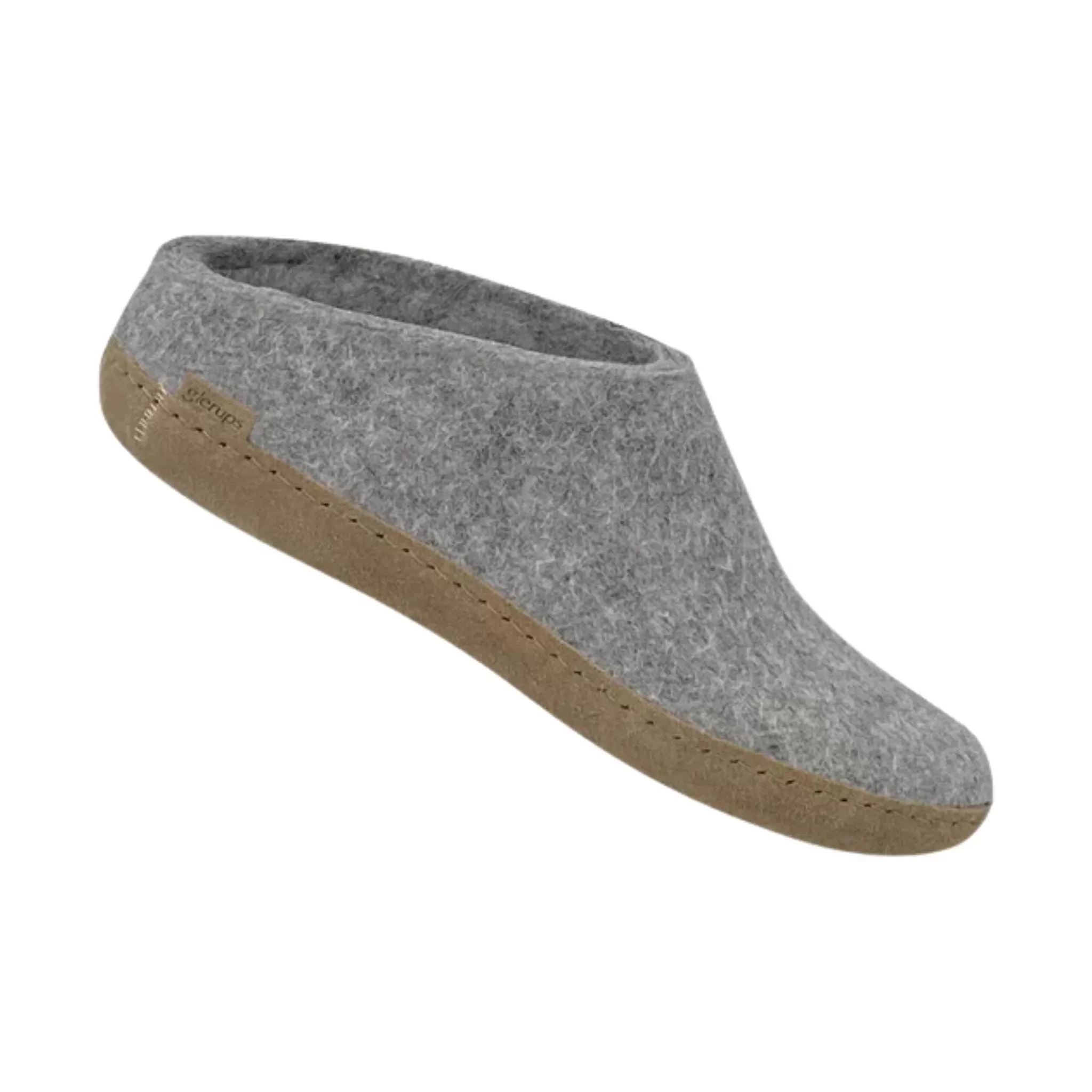 Glerups Slip On With Leather Sole Slipper - Grey Suede