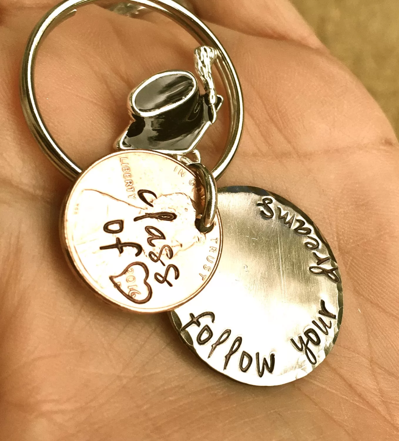 Graduation Gift 2016, Personalized Penny Keychains