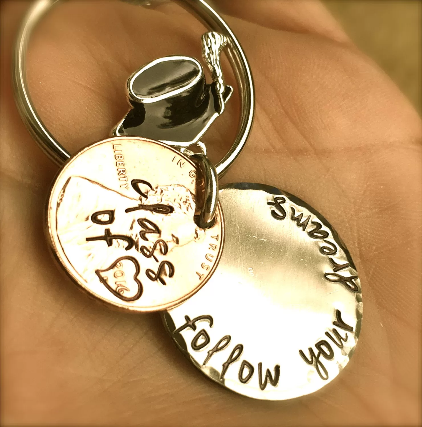 Graduation Gift 2016, Personalized Penny Keychains