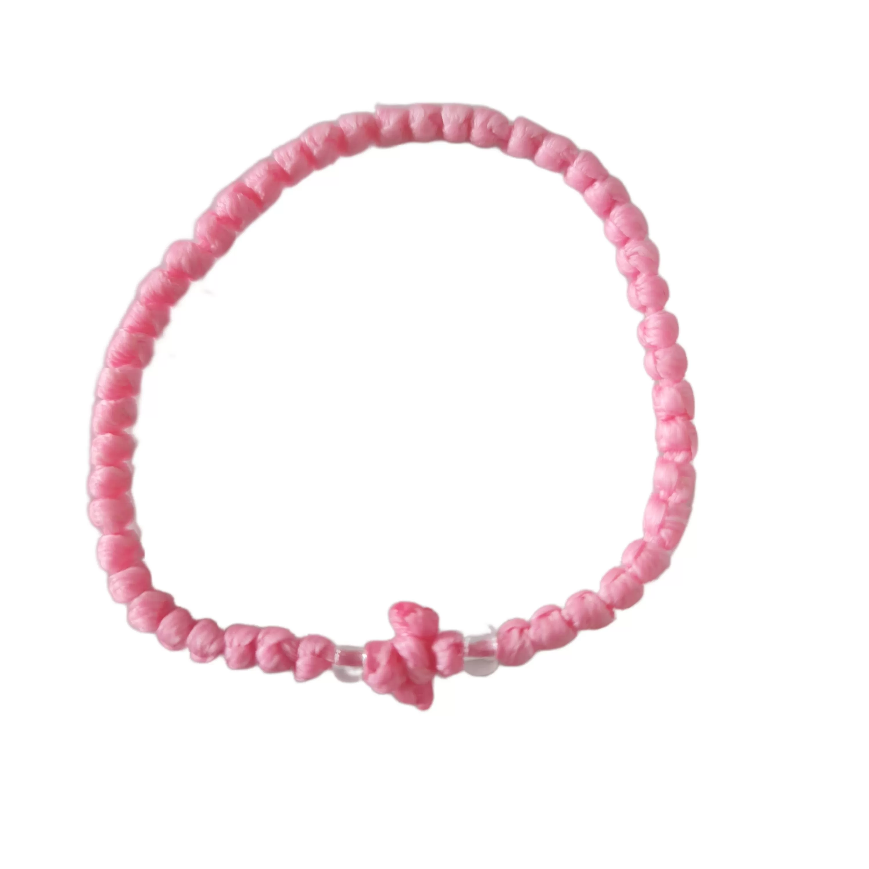 Greek Komboskini Cross Prayer Rope Bracelet PINK