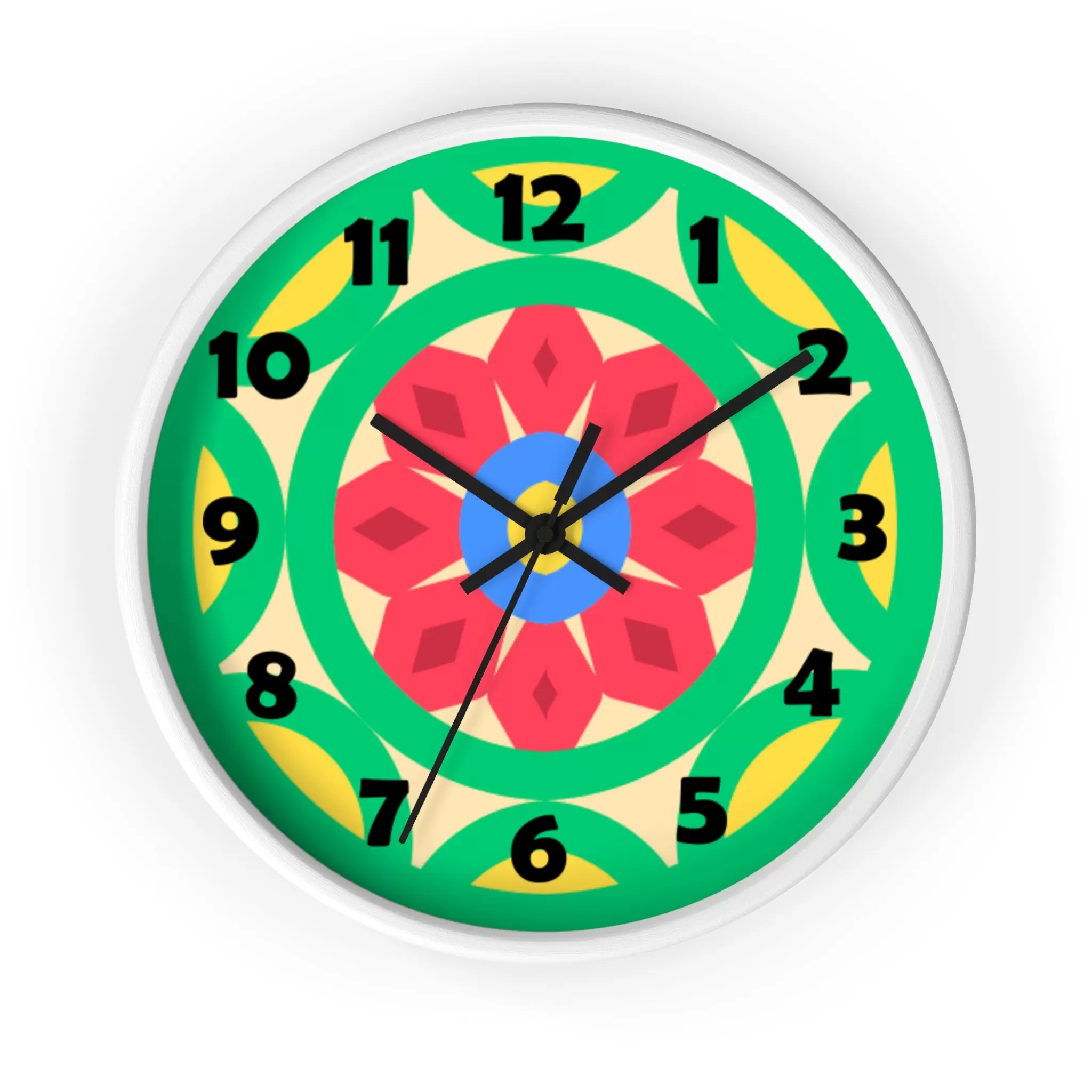 Green Mandala Wall Clock