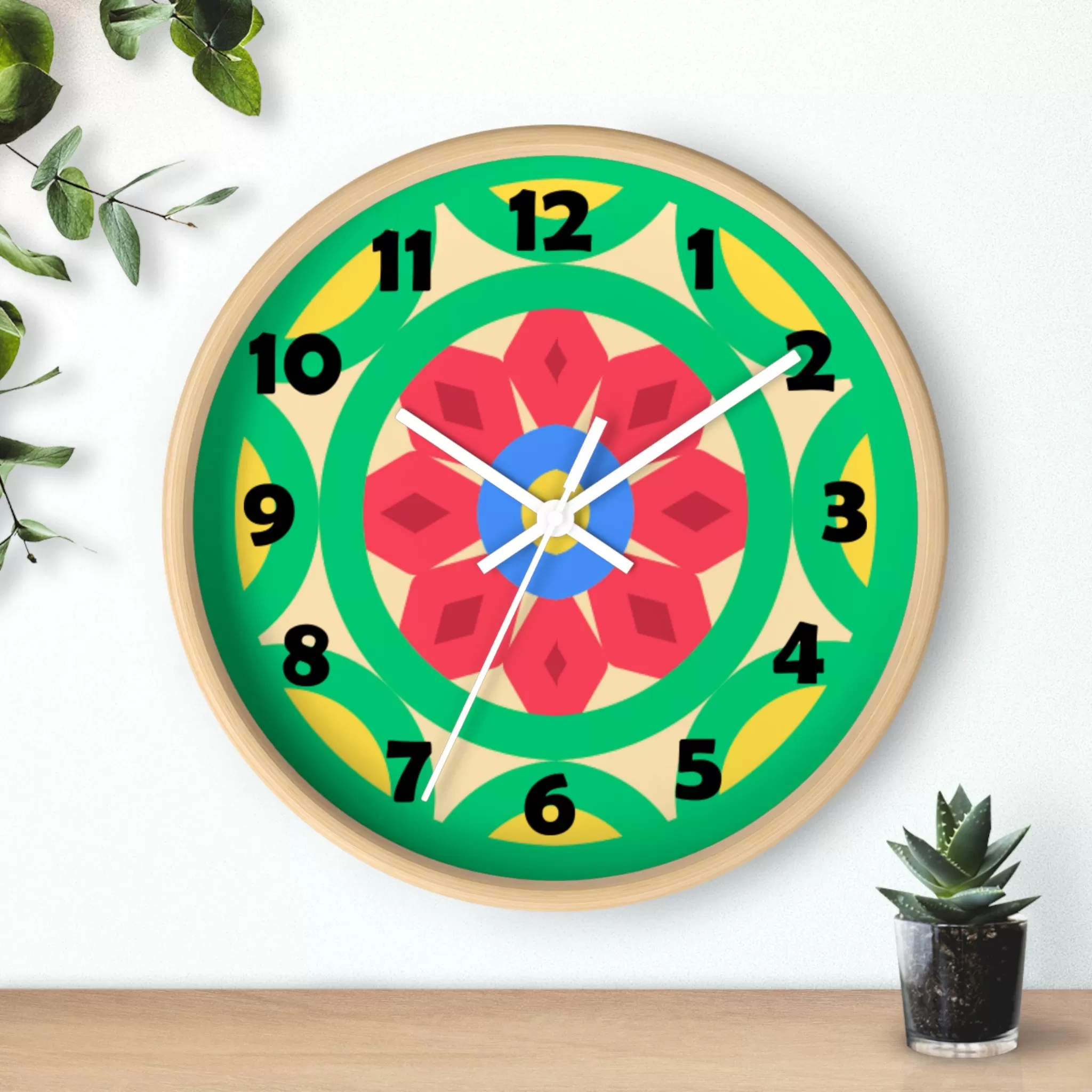 Green Mandala Wall Clock