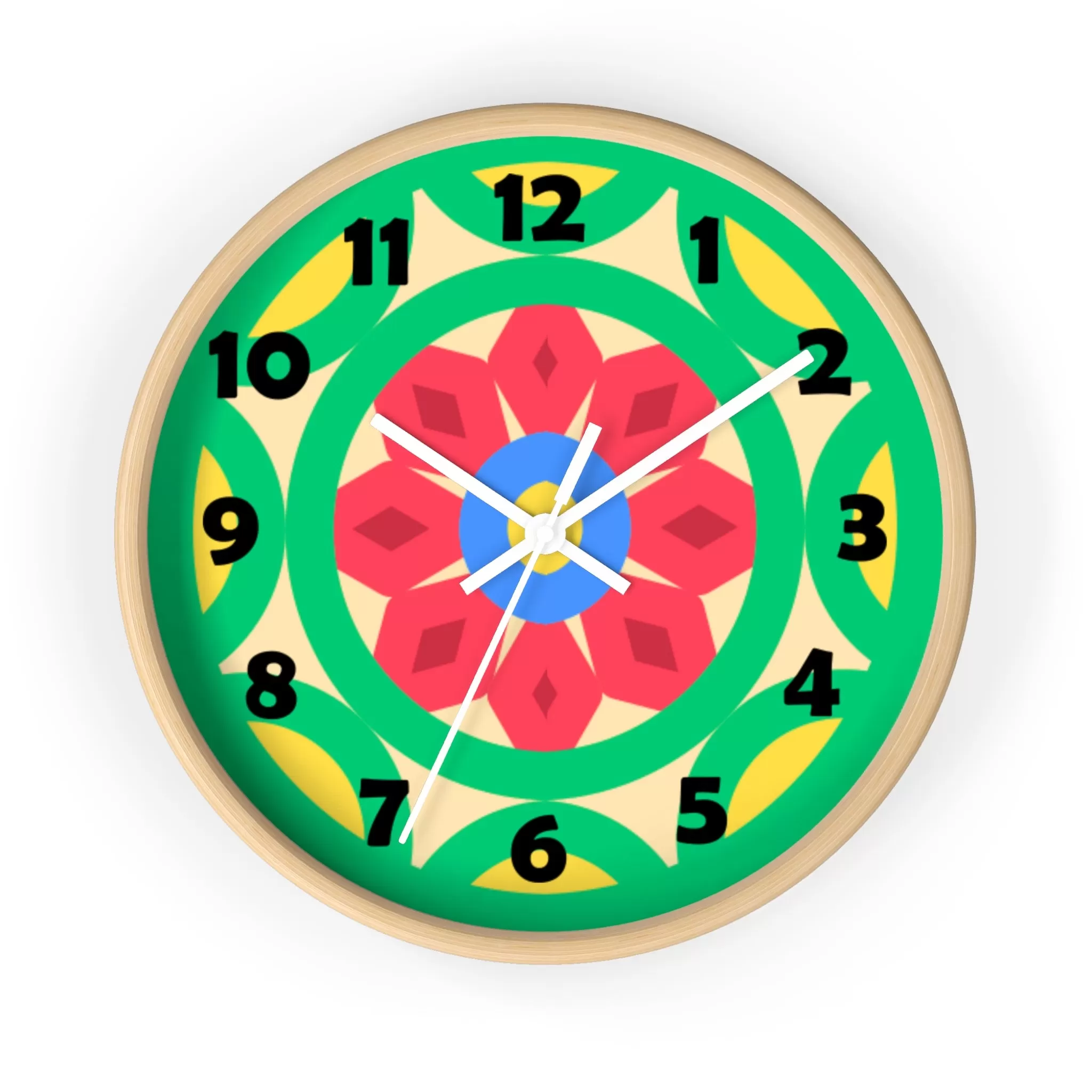 Green Mandala Wall Clock