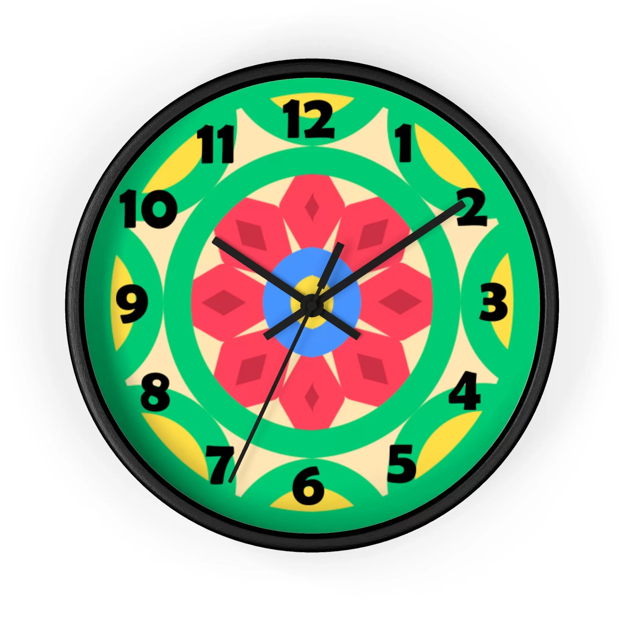 Green Mandala Wall Clock