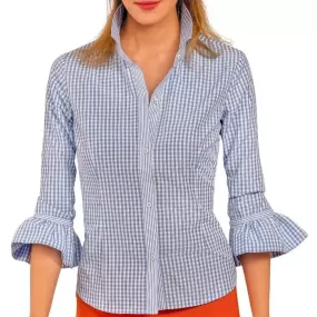 Gretchen Scott Priss Blouse Gingham - Blues