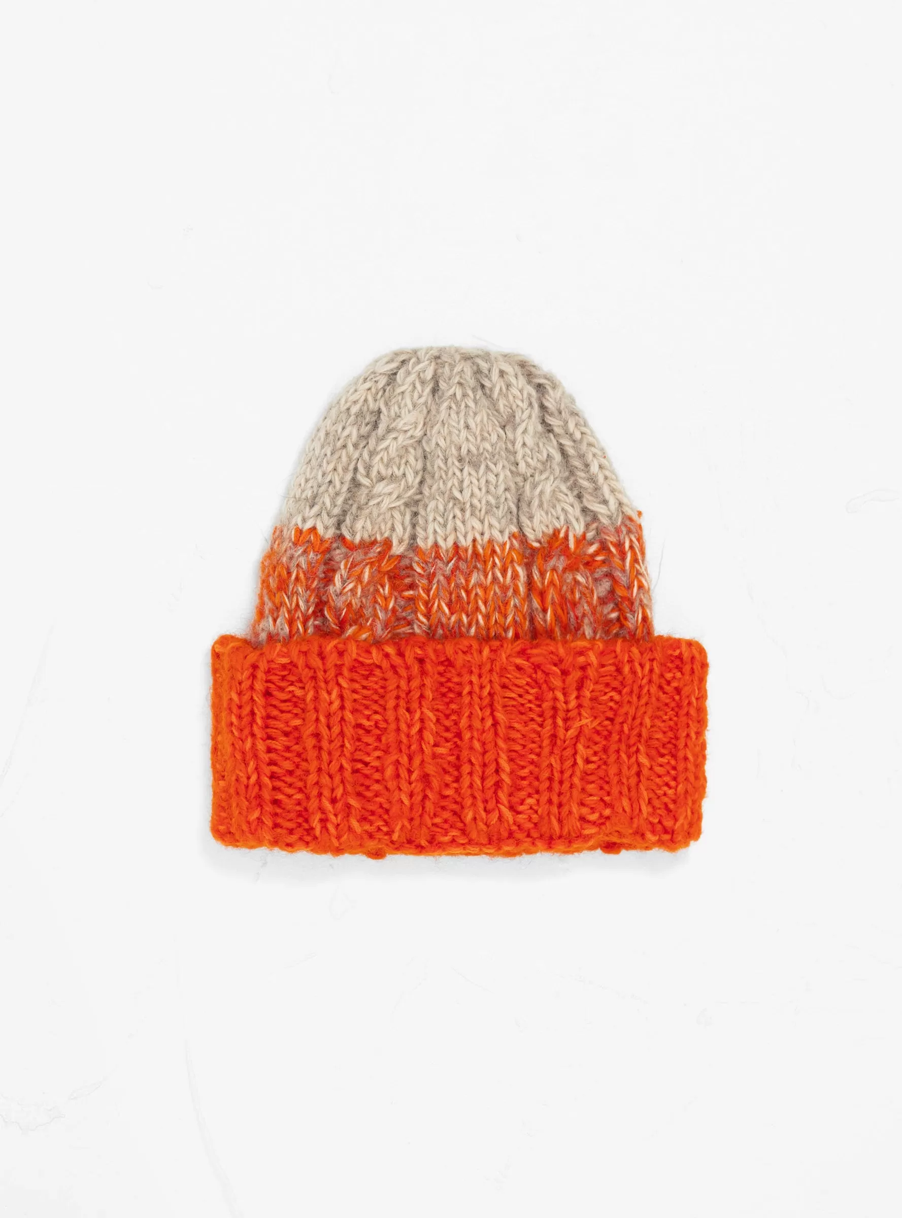 Hand Knit Fisherman Beanie Orange