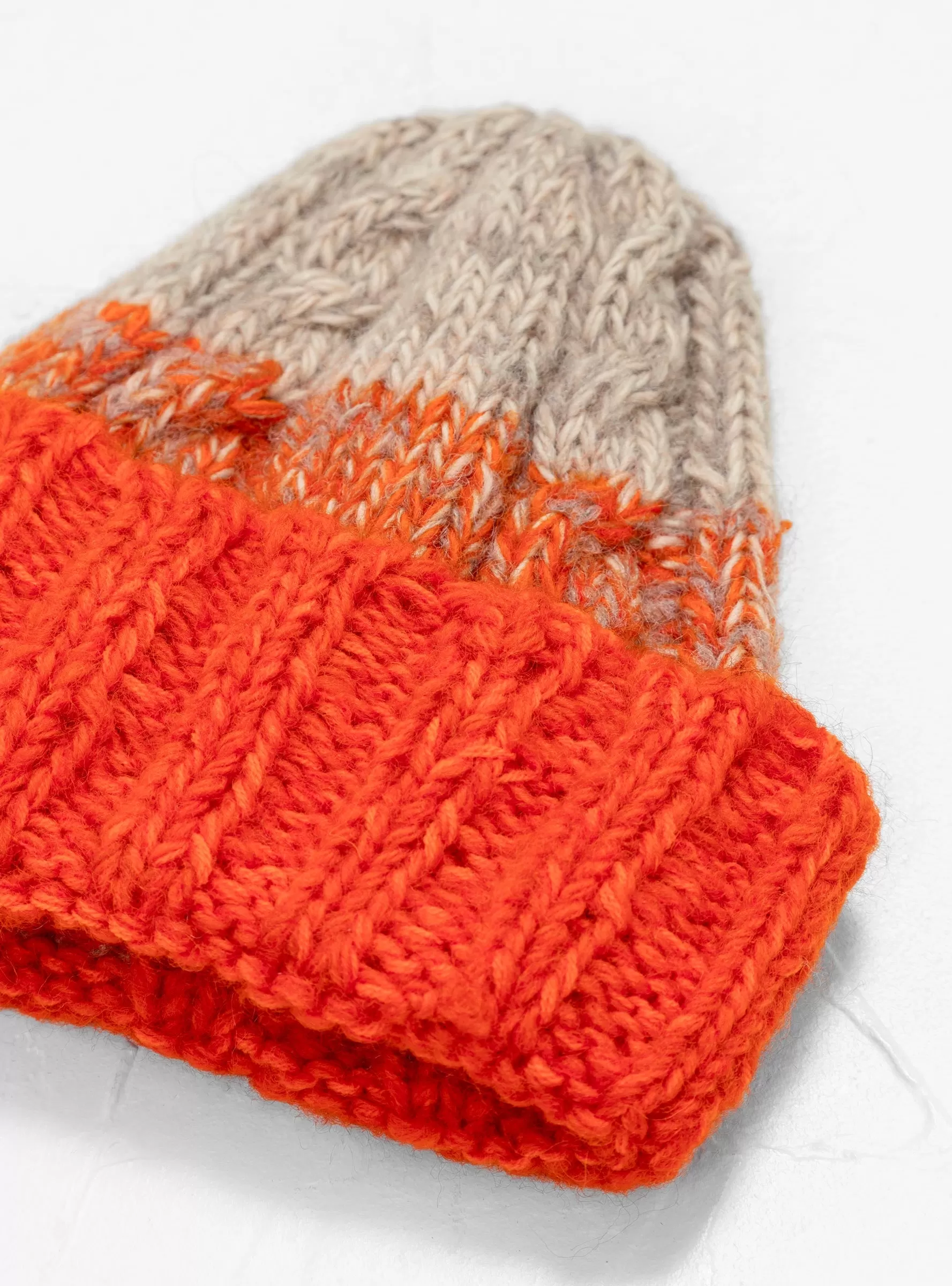 Hand Knit Fisherman Beanie Orange