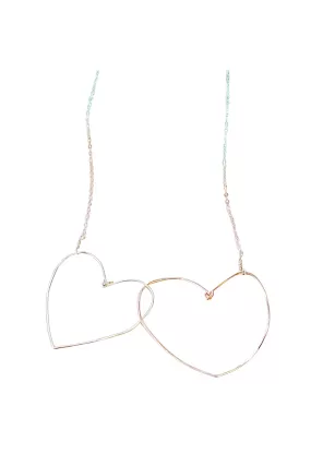 Heart to Heart Pendant Necklace in Rose Gold and Silver