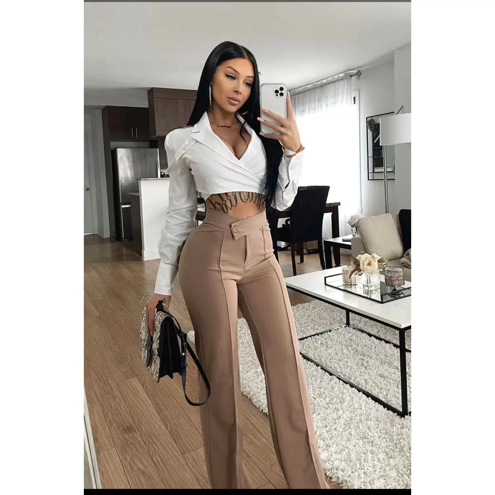 High Waisted Solid Color Pant