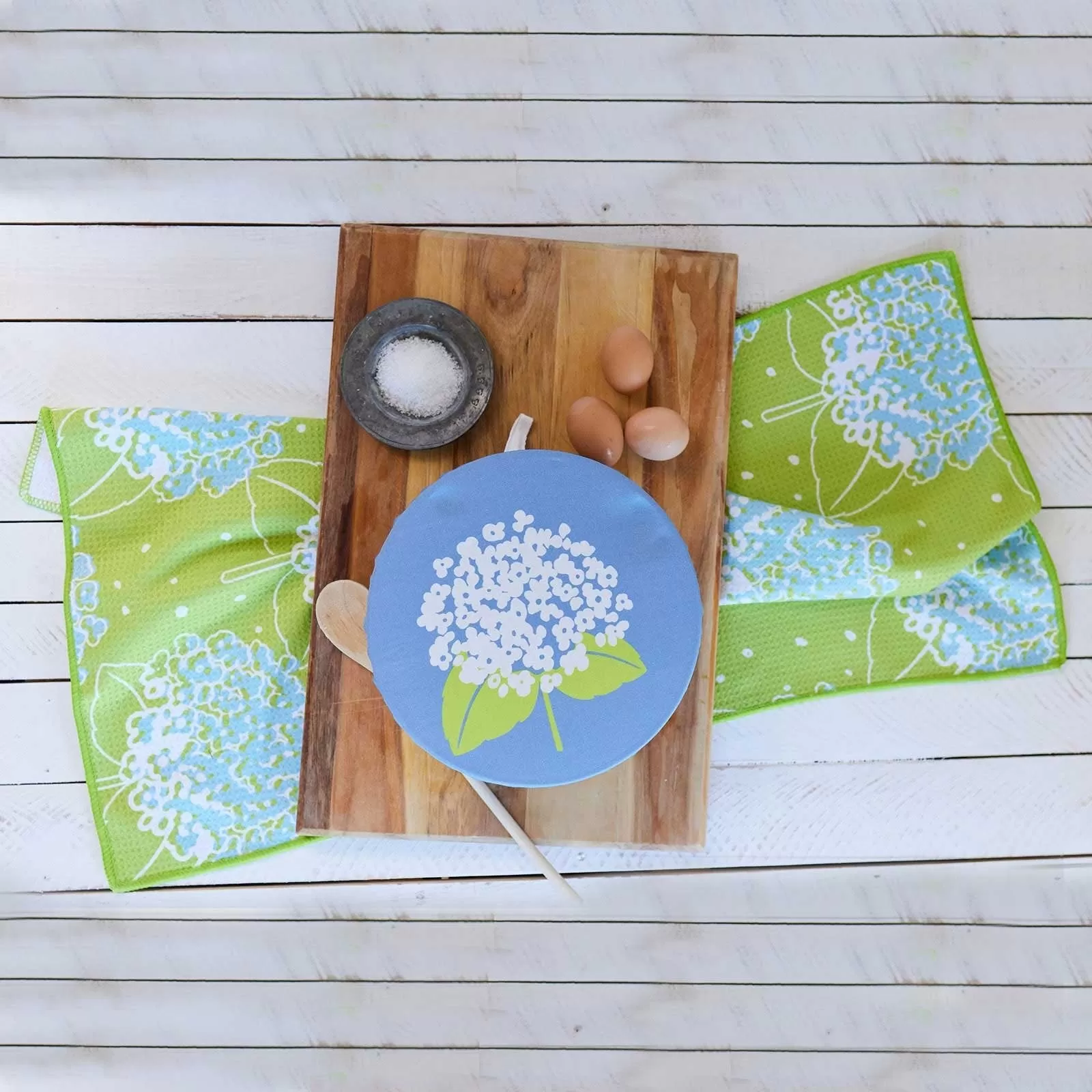 Hydrangea blu Kitchen Food Storage Covers (Set of 3 )