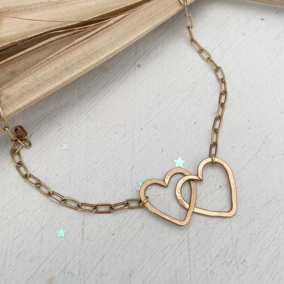 Interlocking Heart Paperclip Necklace