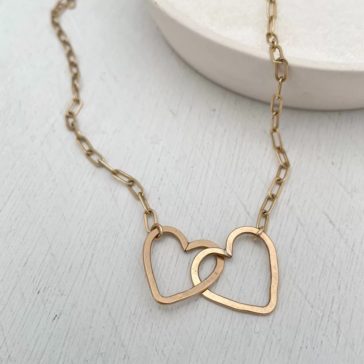 Interlocking Heart Paperclip Necklace