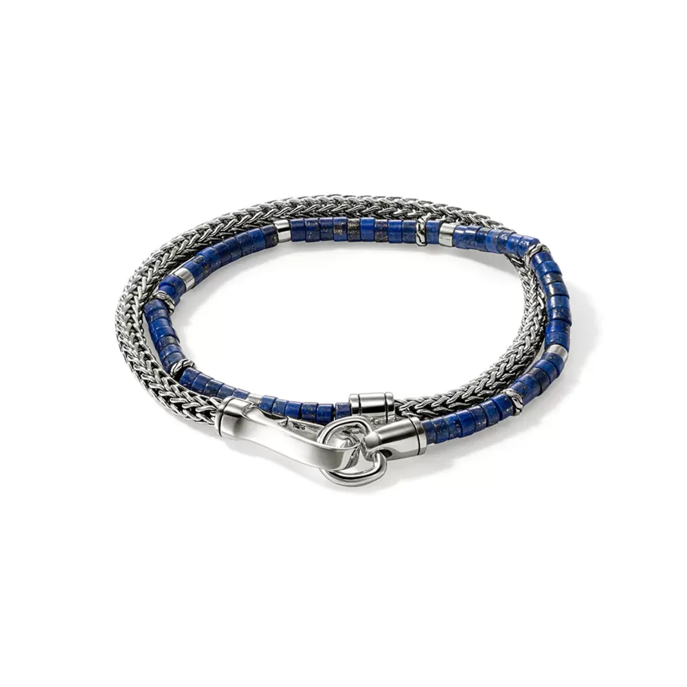 John Hardy Heishi Chain Wrap Bracelet with Blue Lapis