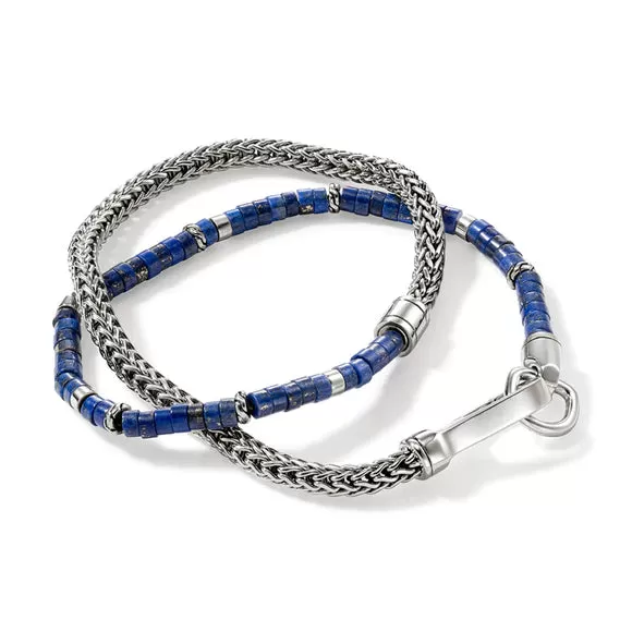 John Hardy Heishi Chain Wrap Bracelet with Blue Lapis