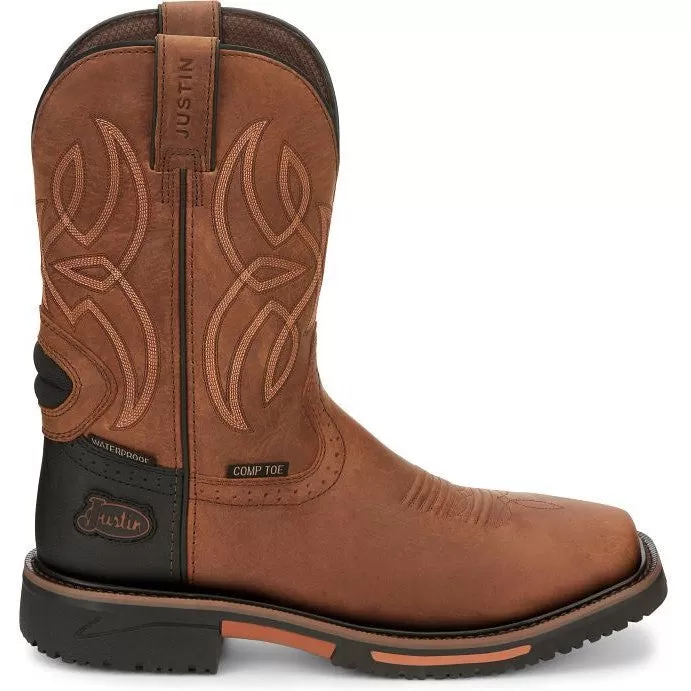 Justin Men's Dallen 11 Nano Comp Toe Western Work Boot -Brown- SE4215