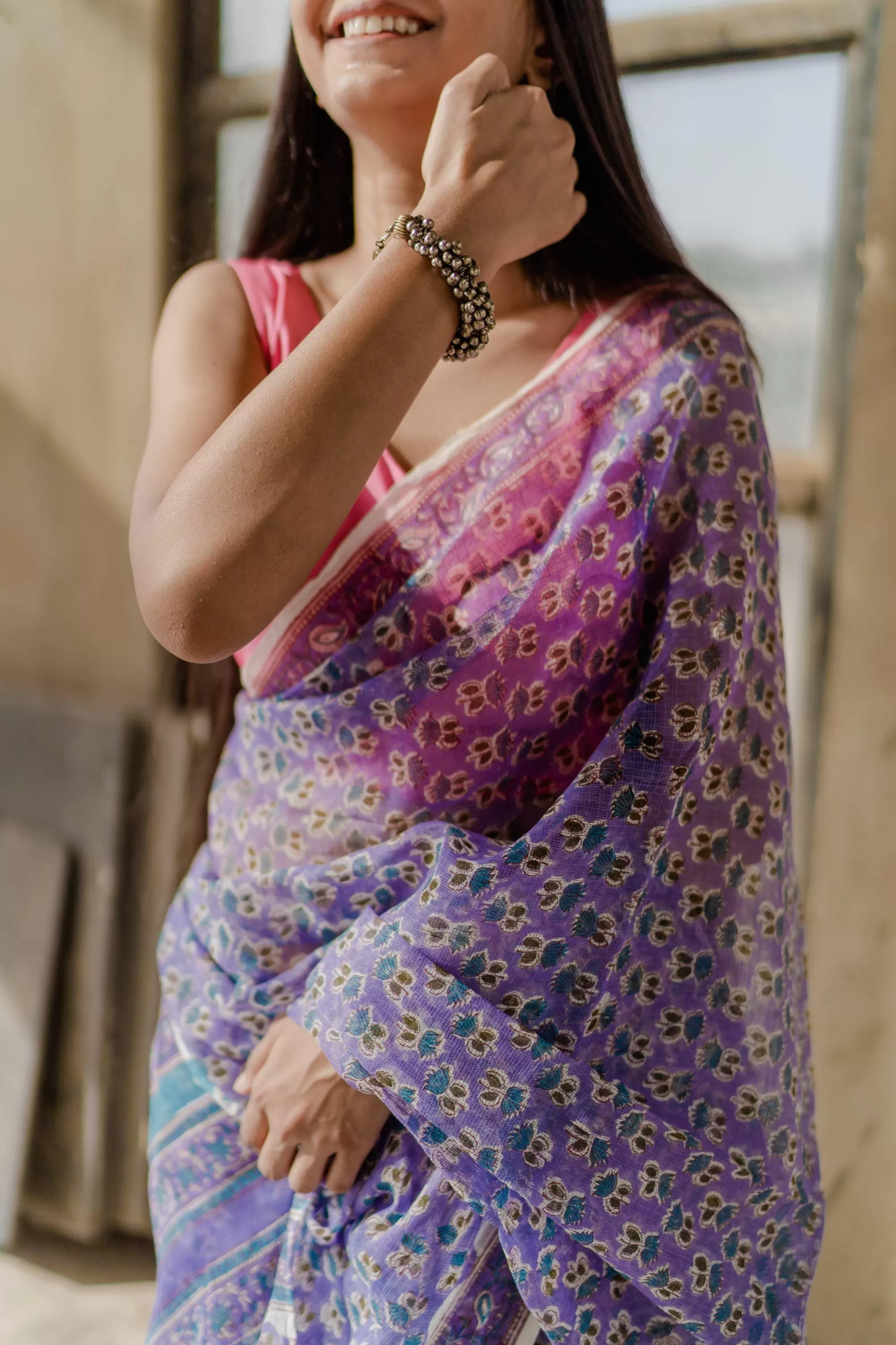 Kaisori Bagh Mallika Kota blockprinted saree