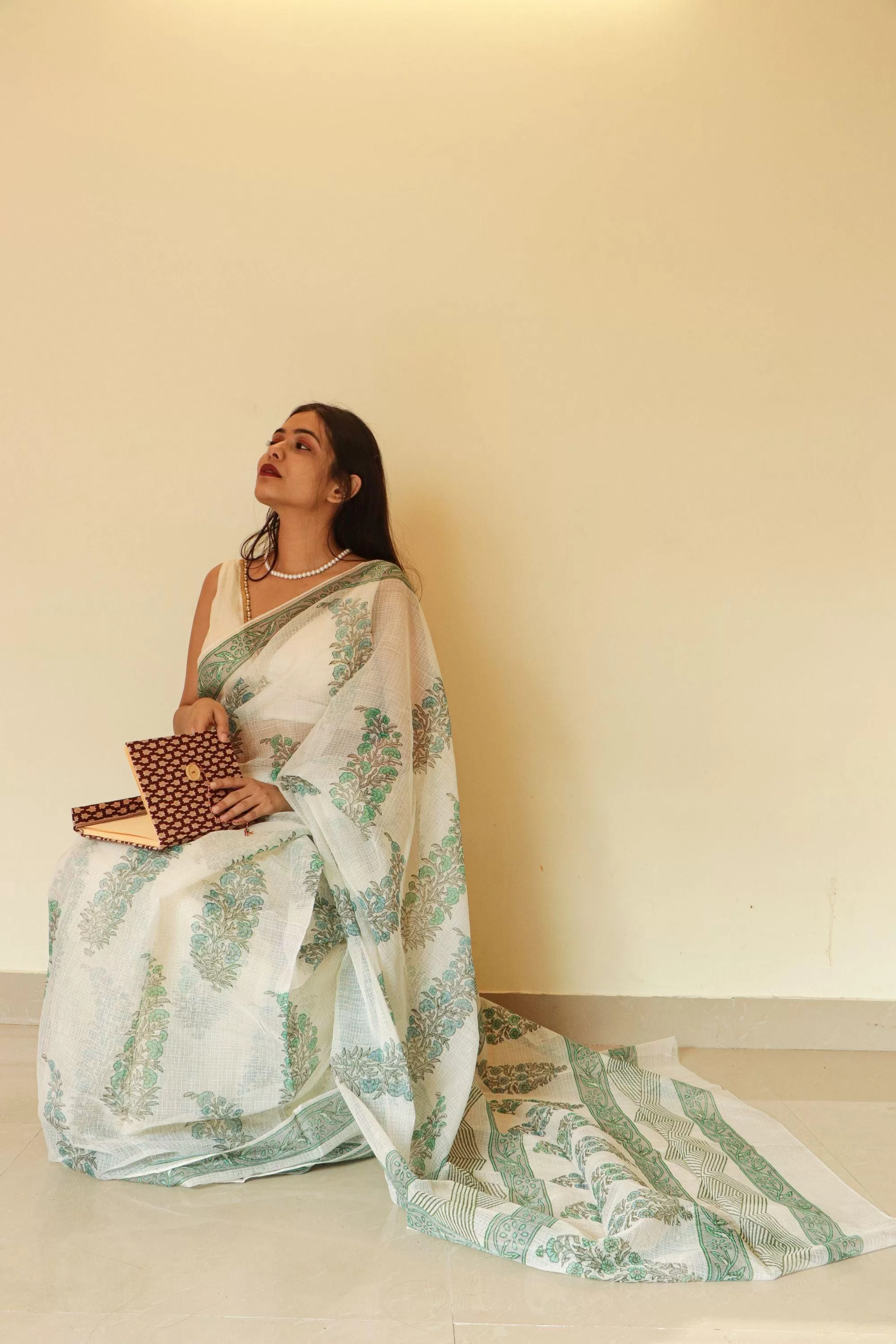 Kaisori Gulmohar Bagh Kota blockprinted saree