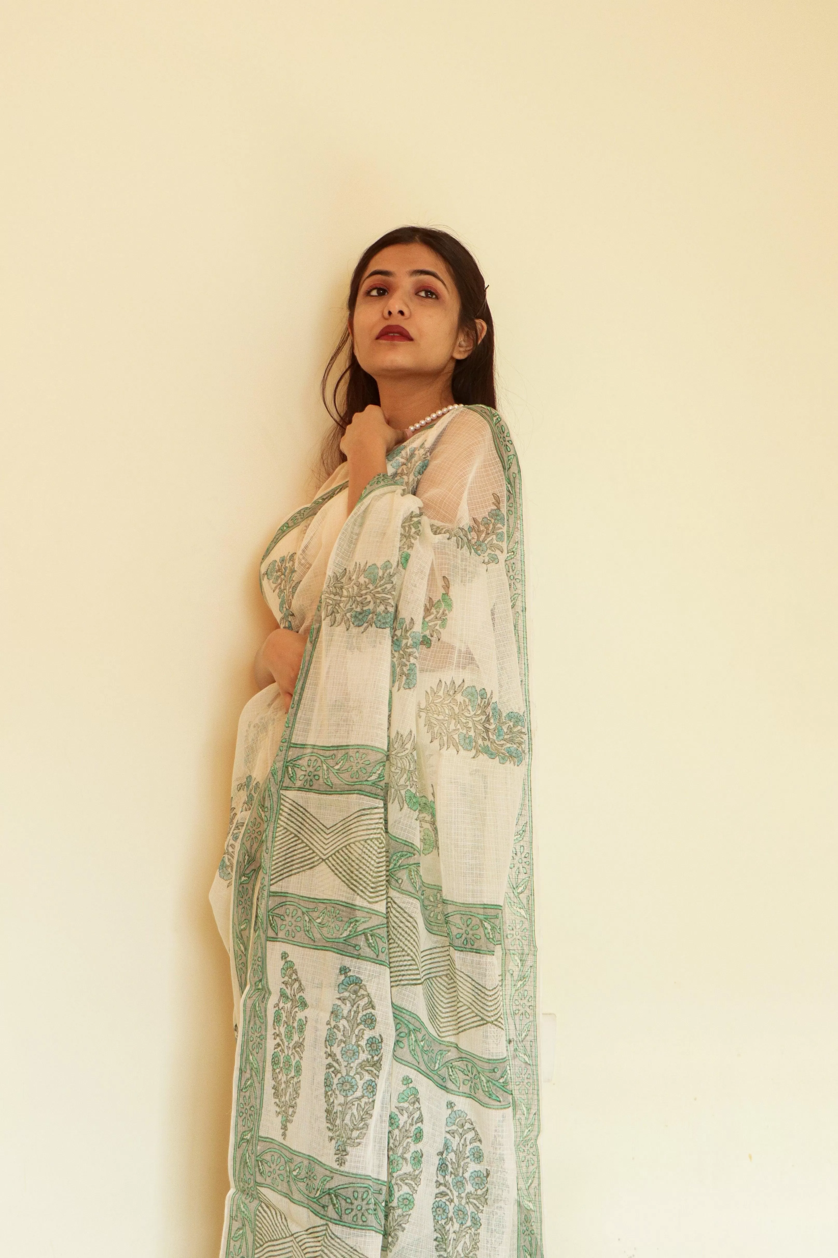 Kaisori Gulmohar Bagh Kota blockprinted saree