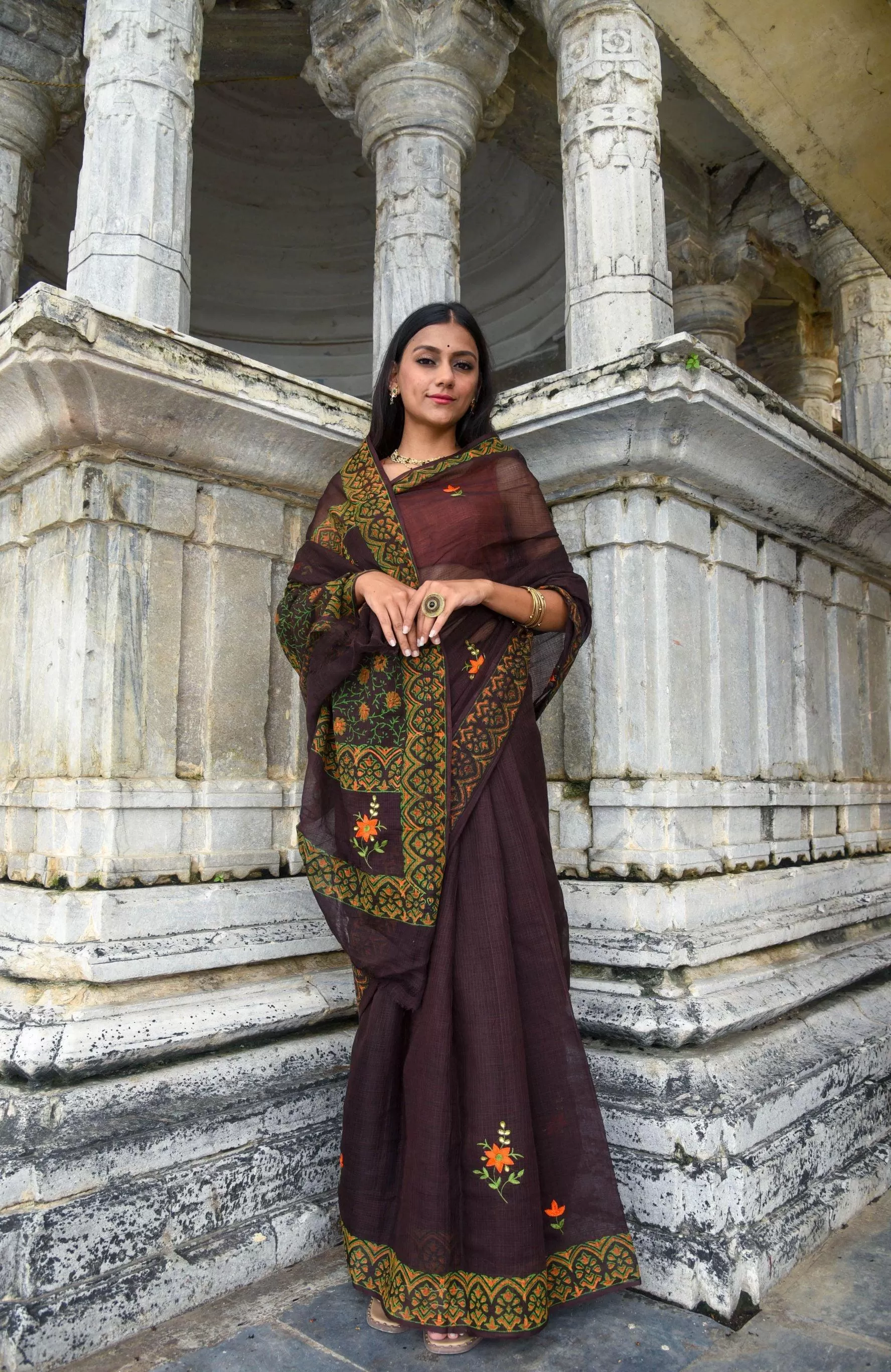 Kaisori Kota saree - Bagh Avantika embroidered and handblockprinted Kota saree